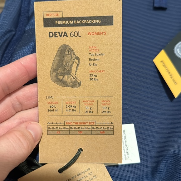 NWT Gregory Deva 60 Womens XS - NOCTURNE BLUE - Picture 5 of 10